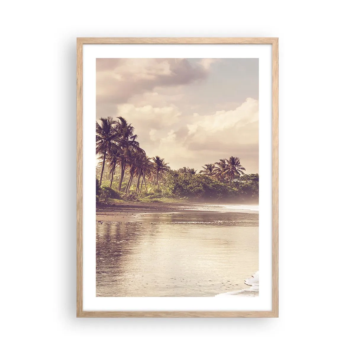 Plakat w ramie jasny dąb - Pieszczota fal - 50x70 cm