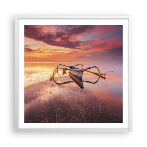 Plakat w białej ramie - Spokój tropikalnego wieczoru - 60x60 cm