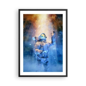 Plakat w czarnej ramie - Astronauta w świetle gwiazd i galaktyk w kosmosie - 50x70cm - Wreszcie u celu - Nowoczesna dekoracja ścienna do salonu i sypialni ARTTOR