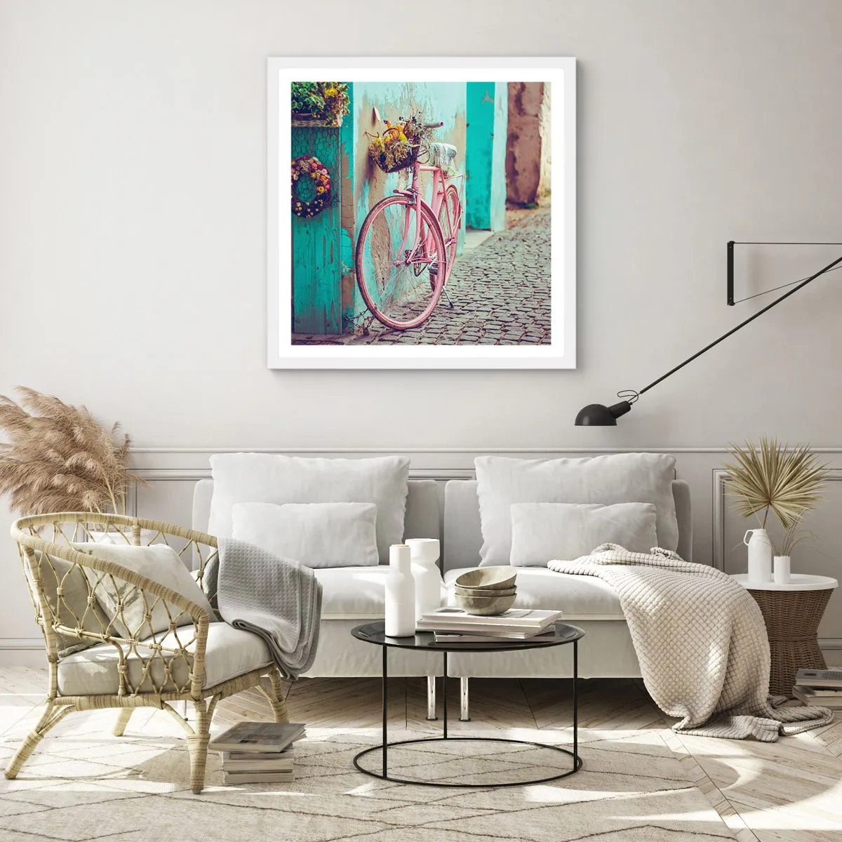 Plakat w białej ramie - Zaraz wracam - 50x50 cm