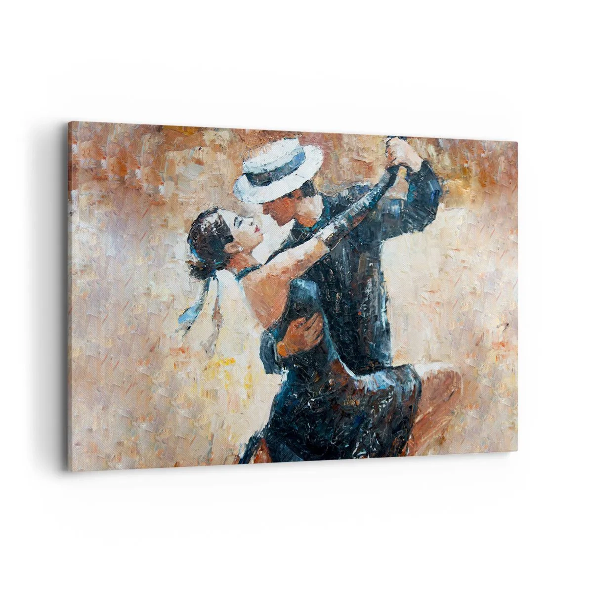 Obraz na płótnie - Para tańcząca tango w romantycznym, eleganckim stylu - 120x80cm - A la Rudolf Valentino - Nowoczesna dekoracja ścienna do salonu, kuchni i sypialni ARTTOR