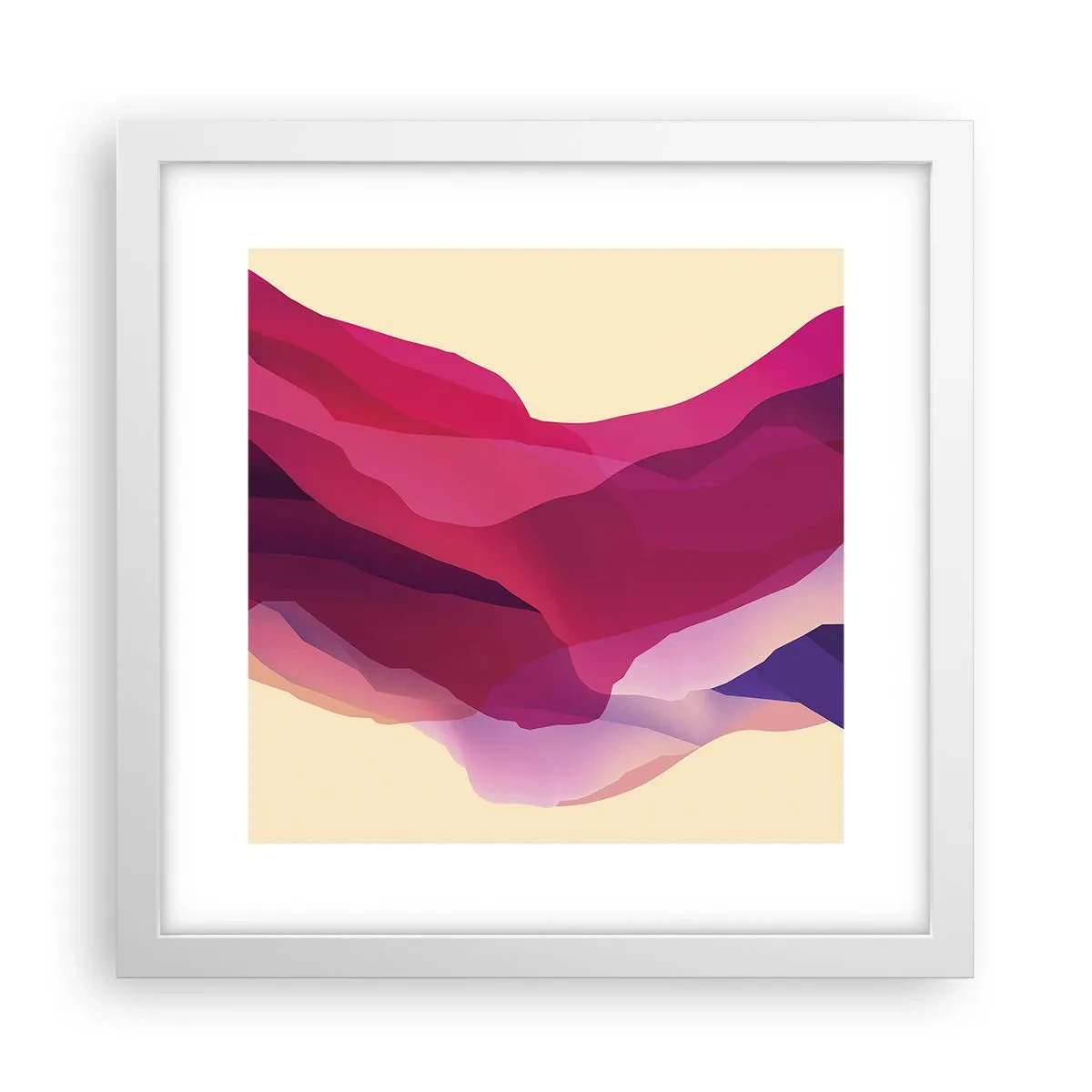 Plakat w białej ramie - Fale purpury - 30x30 cm