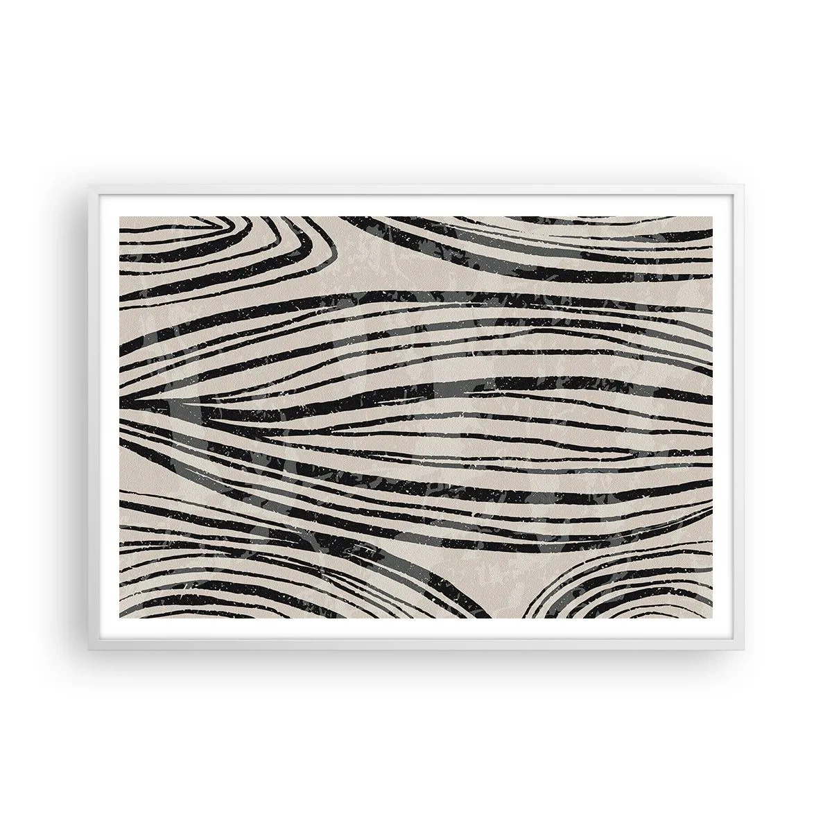Plakat w białej ramie - Rozlewisko linii - 100x70 cm
