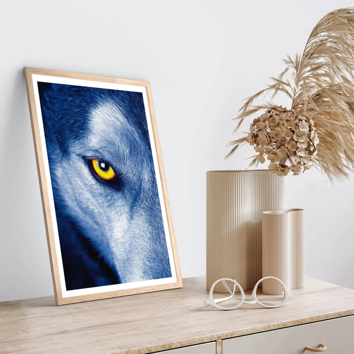 Plakat w ramie jasny dąb - Hipnotyzujące spojrzenie - 70x100 cm