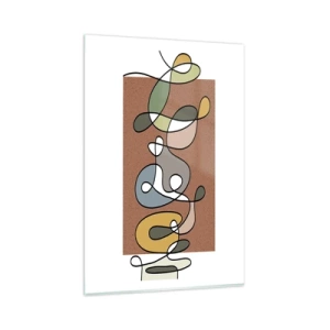 Obraz na szkle - Kolorowa abstrakcja z plamami i liniami - 80x120cm - Abstrakcja warta uśmiechu - Nowoczesna dekoracja ścienna do salonu i sypialni ARTTOR