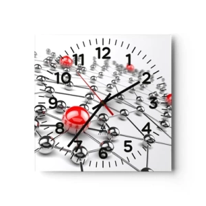 Zegar ścienny - Srebrzysta sieć - 30x30 cm