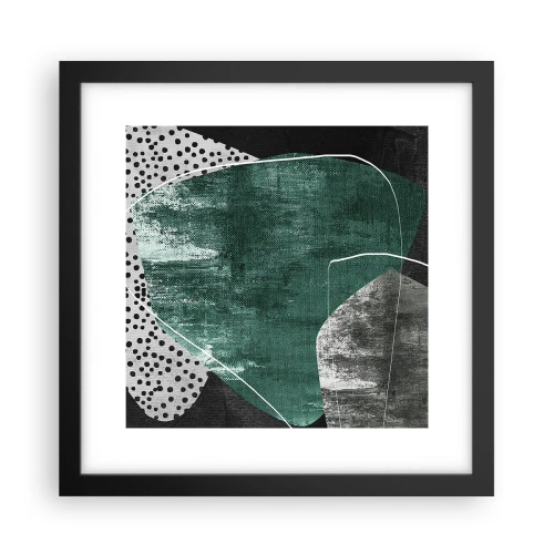 Plakat w czarnej ramie - Barwna abstrakcja z płatkiem złota - 30x30 cm