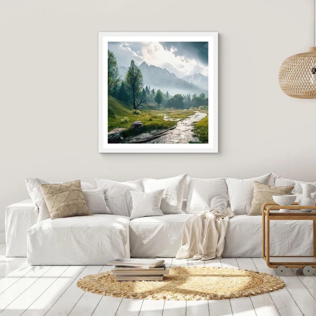 Plakat w białej ramie - Tam i z powrotem - 60x60 cm