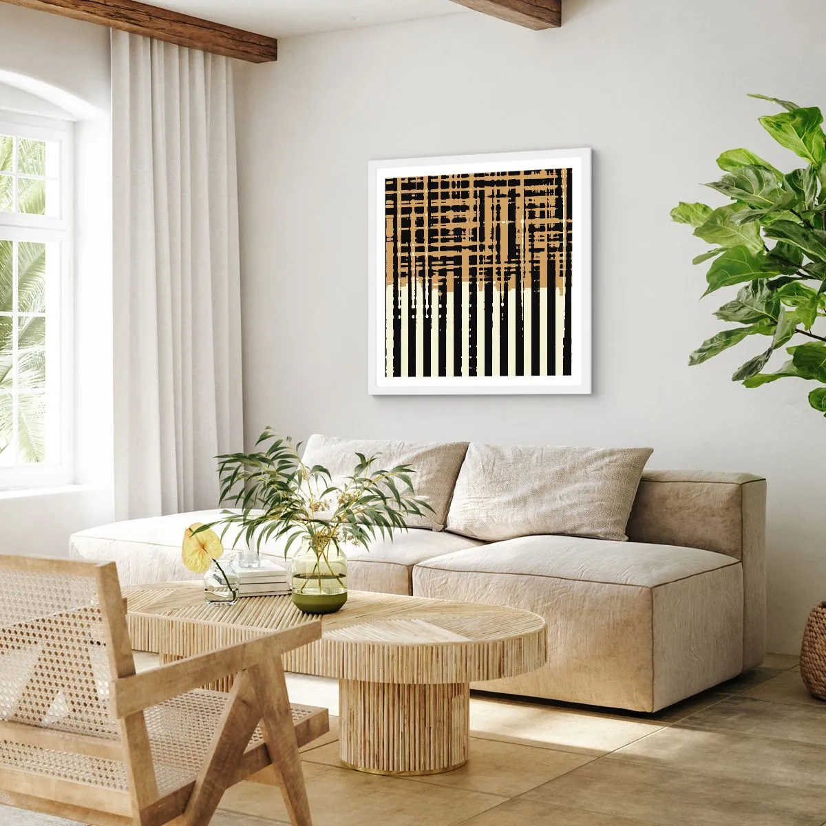 Plakat w białej ramie - Architektoniczna abstrakcja - 50x50 cm