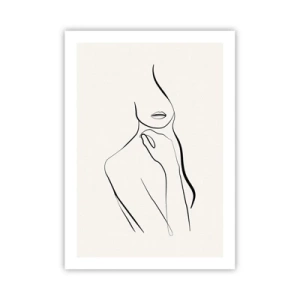Plakat - Minimalistyczna linia kobiecej sylwetki na jasnym tle - 50x70cm - Fala melancholii - Nowoczesna dekoracja ścienna do salonu, kuchni i sypialni ARTTOR