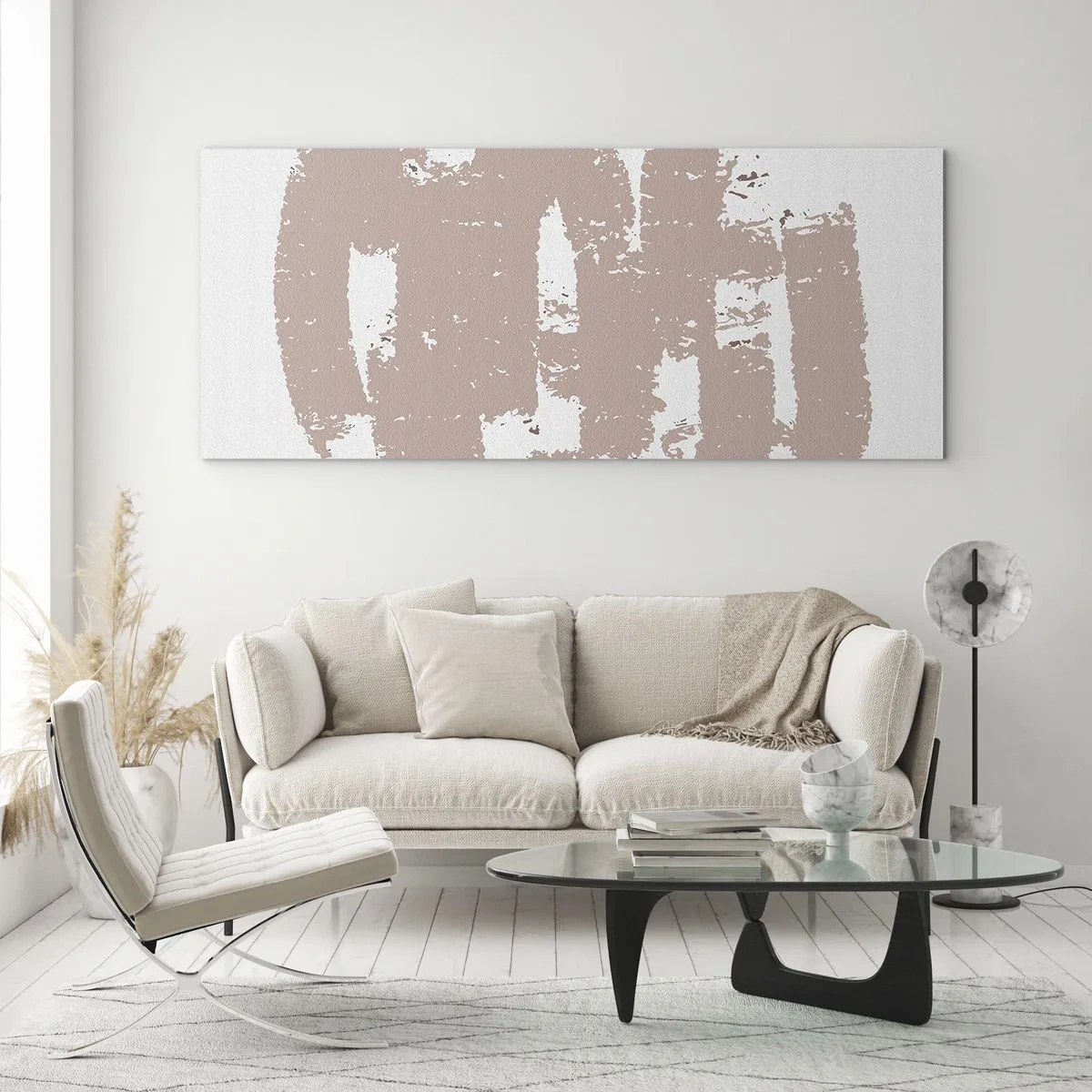 Obraz na szkle - Abstrakcja w łagodnym różu - 100x40 cm