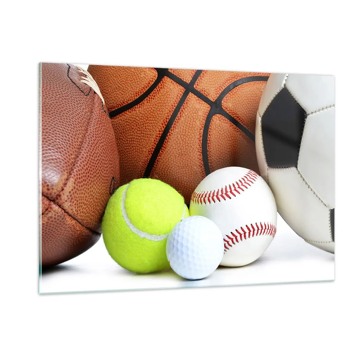 Obraz na szkle - Zestaw piłek sportowych na białym tle - 120x80cm - Łączy nas piłka! - Nowoczesna dekoracja ścienna do salonu, kuchni i sypialni ARTTOR