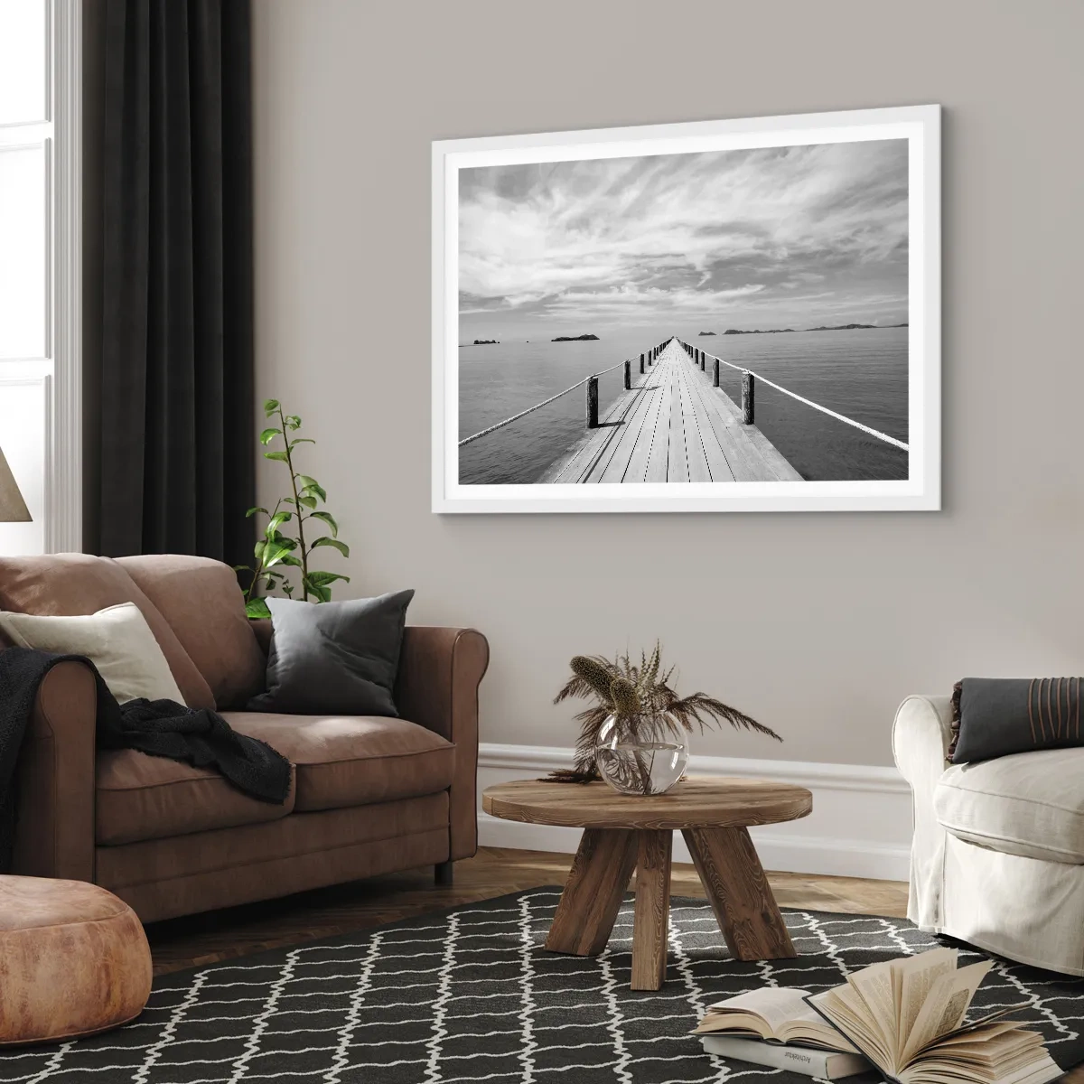 Plakat w białej ramie - A może podróż… - 40x30 cm