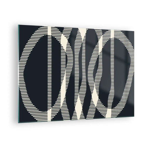 Obraz na szkle - Geometryczne linie w odcieniach czerni i beżu - 70x50cm - Próba przełamania ciemności - Nowoczesna dekoracja ścienna do salonu i sypialni ARTTOR