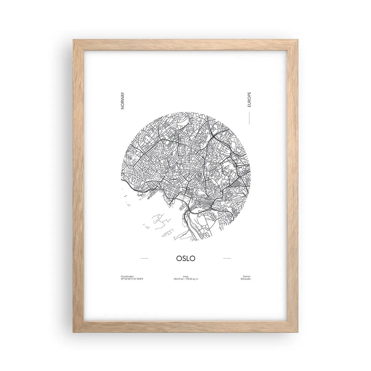 Plakat w ramie jasny dąb - Anatomia Oslo - 30x40 cm