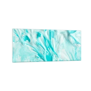 Obraz na szkle - Abstrakcyjny motyw w pastelowych odcieniach błękitu i bieli - 120x50cm - Na zawsze razem - Nowoczesna dekoracja ścienna do salonu i sypialni ARTTOR