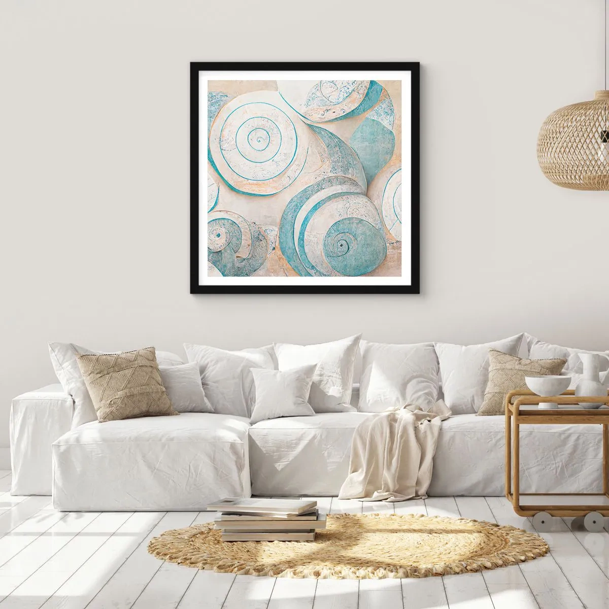 Plakat w czarnej ramie - Co kryje muszla? - 50x50 cm