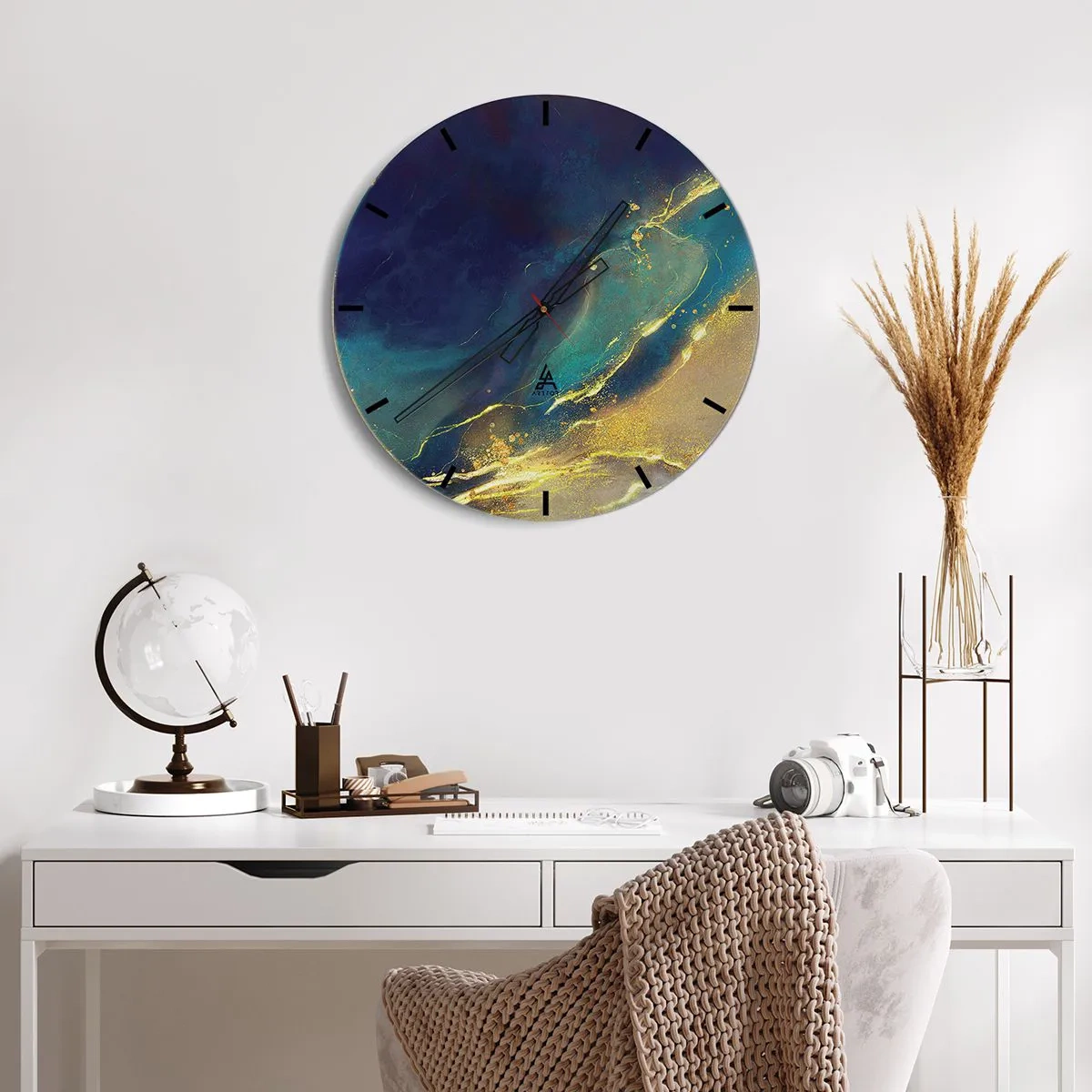 Zegar ścienny - Złote rozlewisko - 40x40 cm