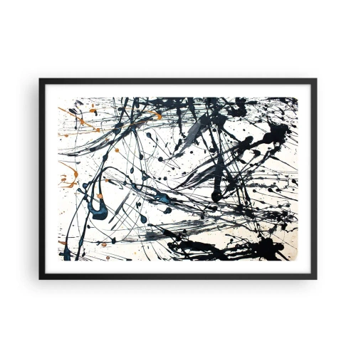 Plakat w czarnej ramie - Abstrakcyjny obraz z rozpryskami farby w dynamicznych wzorach - 70x50cm - Abstrakcja ekspresjonistyczna - Nowoczesna dekoracja ścienna do salonu i sypialni ARTTOR