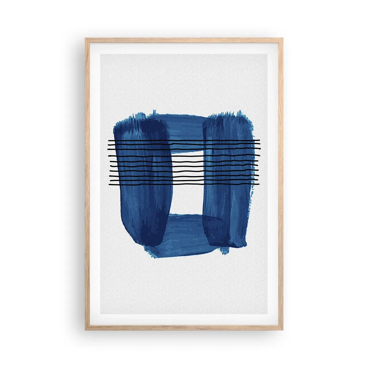 Plakat w ramie jasny dąb - Niebiesko-czarna kompozycja - 61x91 cm