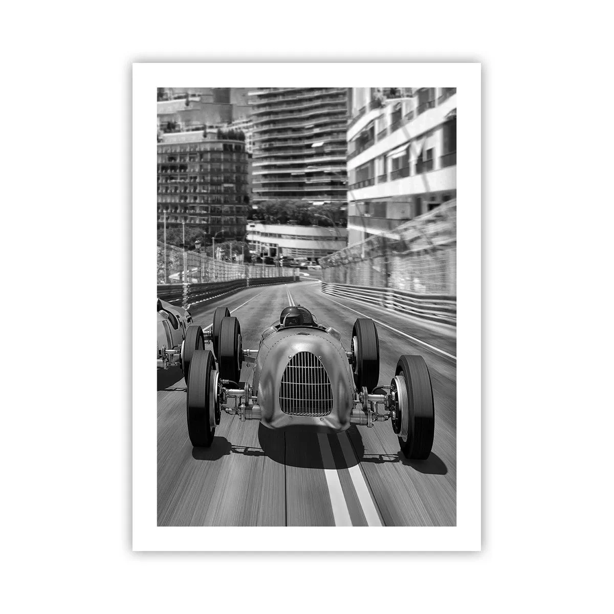 Plakat - Historyczne wyścigi samochodowe w Monte Carlo - 50x70cm - Dawno temu w Monte Carlo - Nowoczesna dekoracja ścienna do salonu, kuchni i sypialni ARTTOR