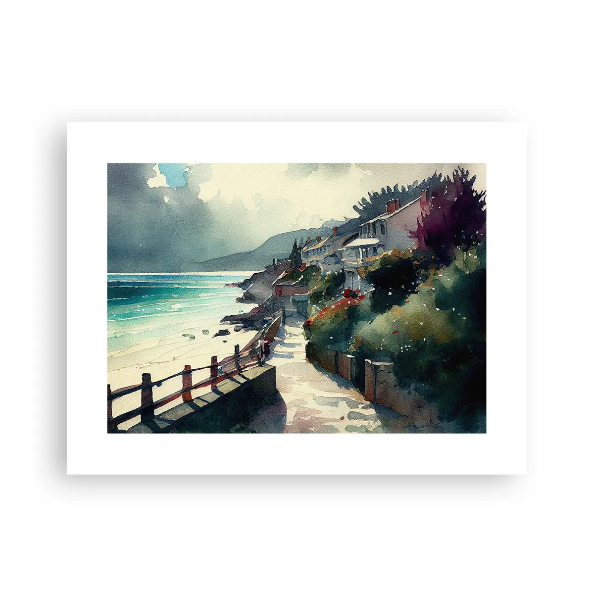 Plakat - Śródziemnomorskie miasteczko - 40x30 cm