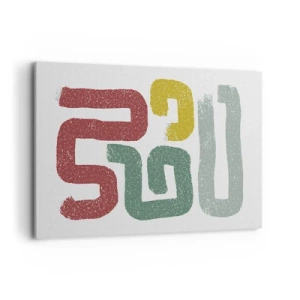 Obraz na płótnie - Kolorowe geometryczne wzory w stylu abstrakcyjnym - 120x80cm - W nieznanym języku - Nowoczesna dekoracja ścienna do salonu, kuchni i sypialni ARTTOR