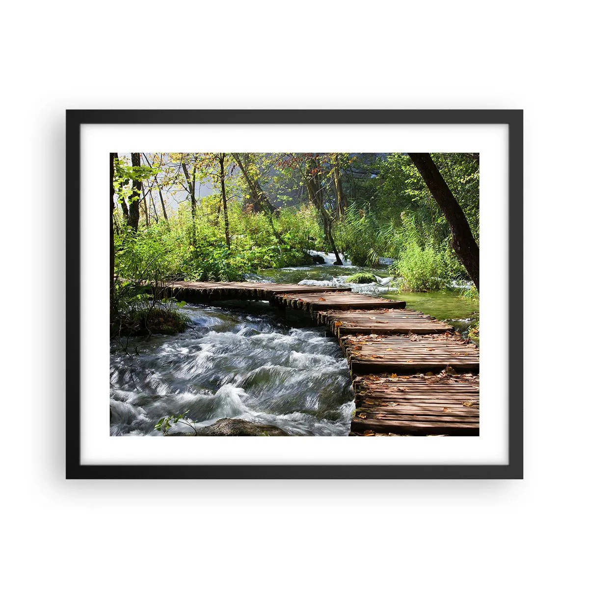 Plakat w czarnej ramie - Nad pienistą kaskadą - 50x40 cm