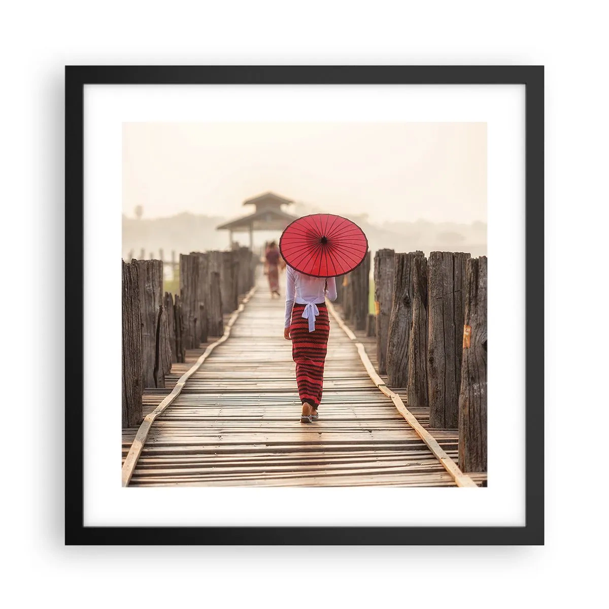 Plakat w czarnej ramie - Na starym moście - 40x40 cm