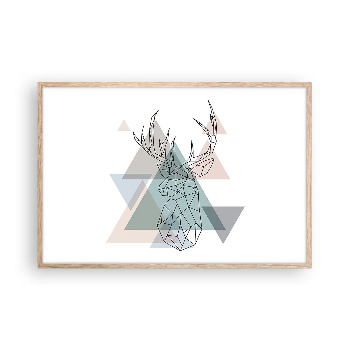 Plakat w ramie jasny dąb - W geometrycznym lesie - 91x61 cm