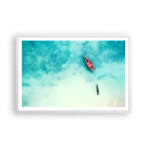 Plakat w białej ramie - Bo na plażach Zanzibaru, kiedy nadmiar wód… - 91x61 cm
