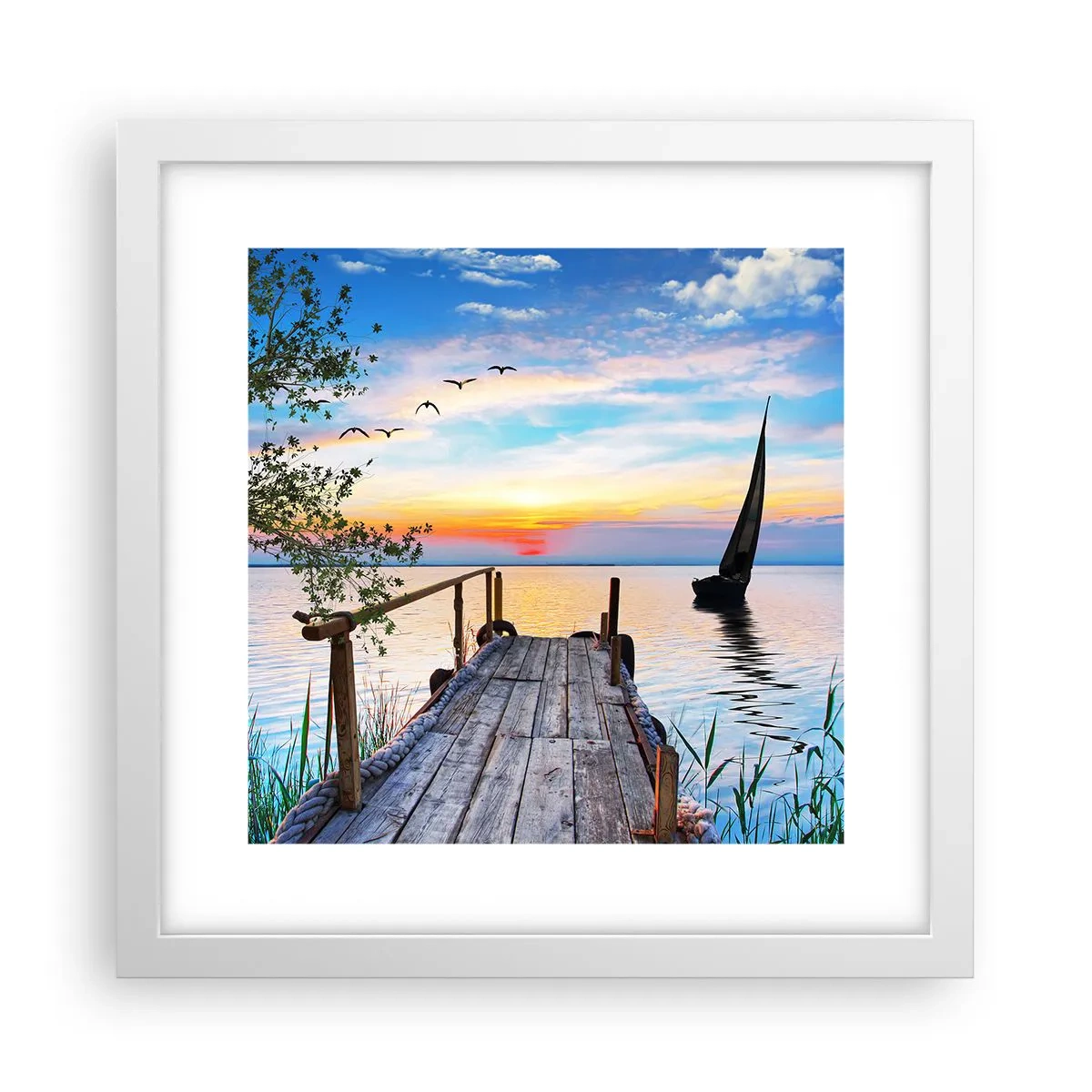 Plakat w białej ramie - Dobry wieczór - 30x30 cm