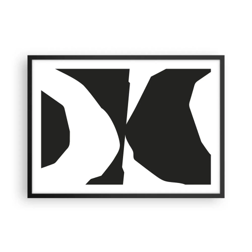 Plakat w czarnej ramie - Abstrakcyjny kontrastowy wzór w czerni i bieli - 70x50cm - Pozytyw -negatyw - Nowoczesna dekoracja ścienna do salonu i sypialni ARTTOR