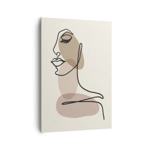 Obraz na płótnie - Kobiecy profil w minimalistycznym stylu line art - 70x100cm - Pewna linia piękna - Nowoczesna dekoracja ścienna do salonu i sypialni ARTTOR