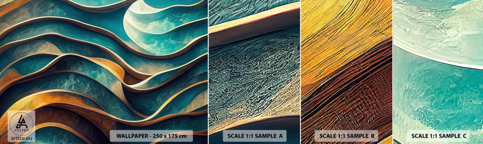 Fototapeta Próbka Samoprzylepna Deluxe Sticker - Meandry błękitu - Fale, Abstrakcja, Trójwymiarowy - 100x30 cm