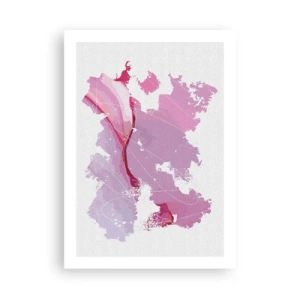 Plakat - Abstrakcyjna mapa w odcieniach różu i fioletu - 50x70cm - Mapa różowego świata - Nowoczesna dekoracja ścienna do salonu, kuchni i sypialni ARTTOR