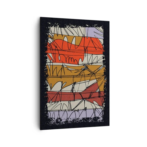 Obraz na płótnie - Abstrakcyjna kompozycja w intensywnych kolorach - 70x100cm - Kompozycja spontaniczna - Nowoczesna dekoracja ścienna do salonu i sypialni ARTTOR