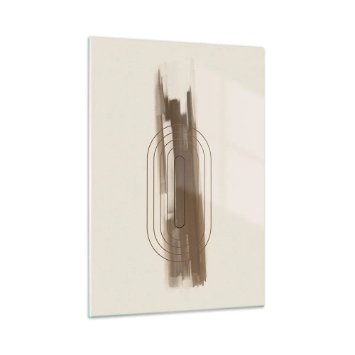 Obraz na szkle - Abstrakcja w odcieniach brązu z minimalistycznym wzorem - 50x70cm - Powiew szarości - Nowoczesna dekoracja ścienna do salonu, kuchni i sypialni ARTTOR