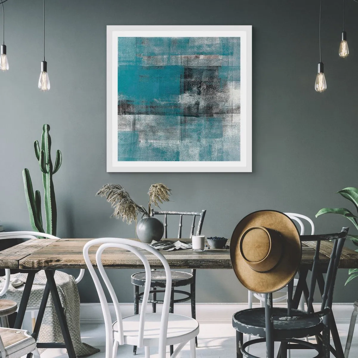 Plakat w białej ramie - Woda i powietrze - 40x40 cm