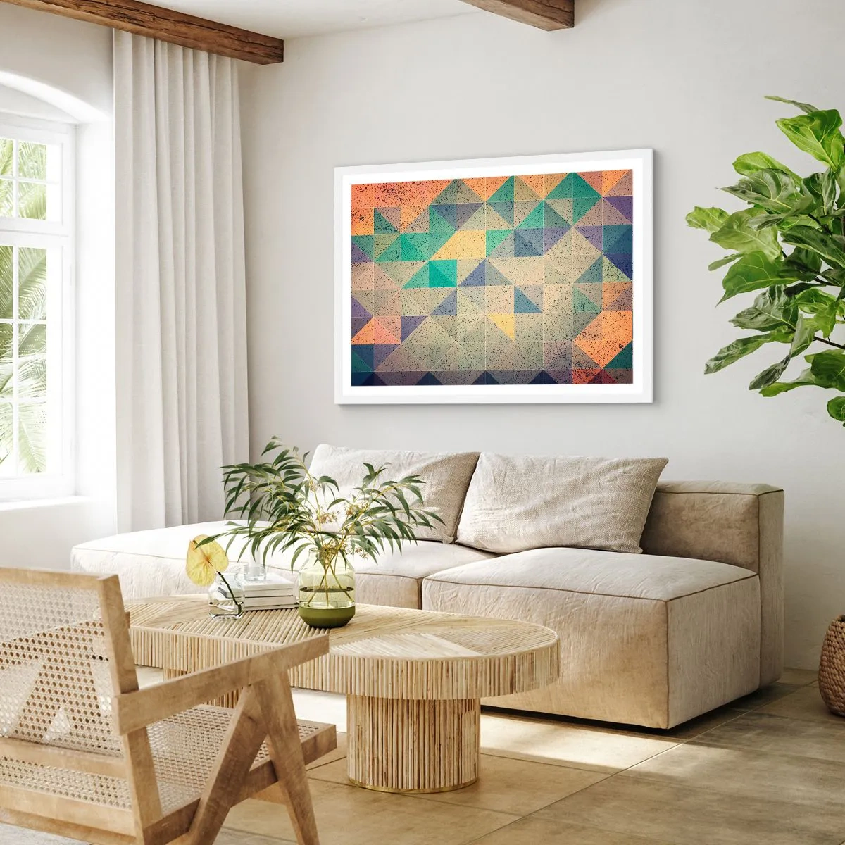 Plakat w białej ramie - Republika trójkątów - 50x40 cm