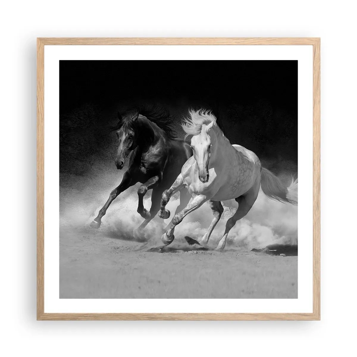 Plakat w ramie jasny dąb - Galop wolności - 60x60 cm