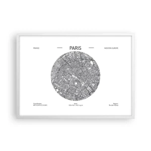 Plakat w białej ramie - Anatomia Paryża - 70x50 cm