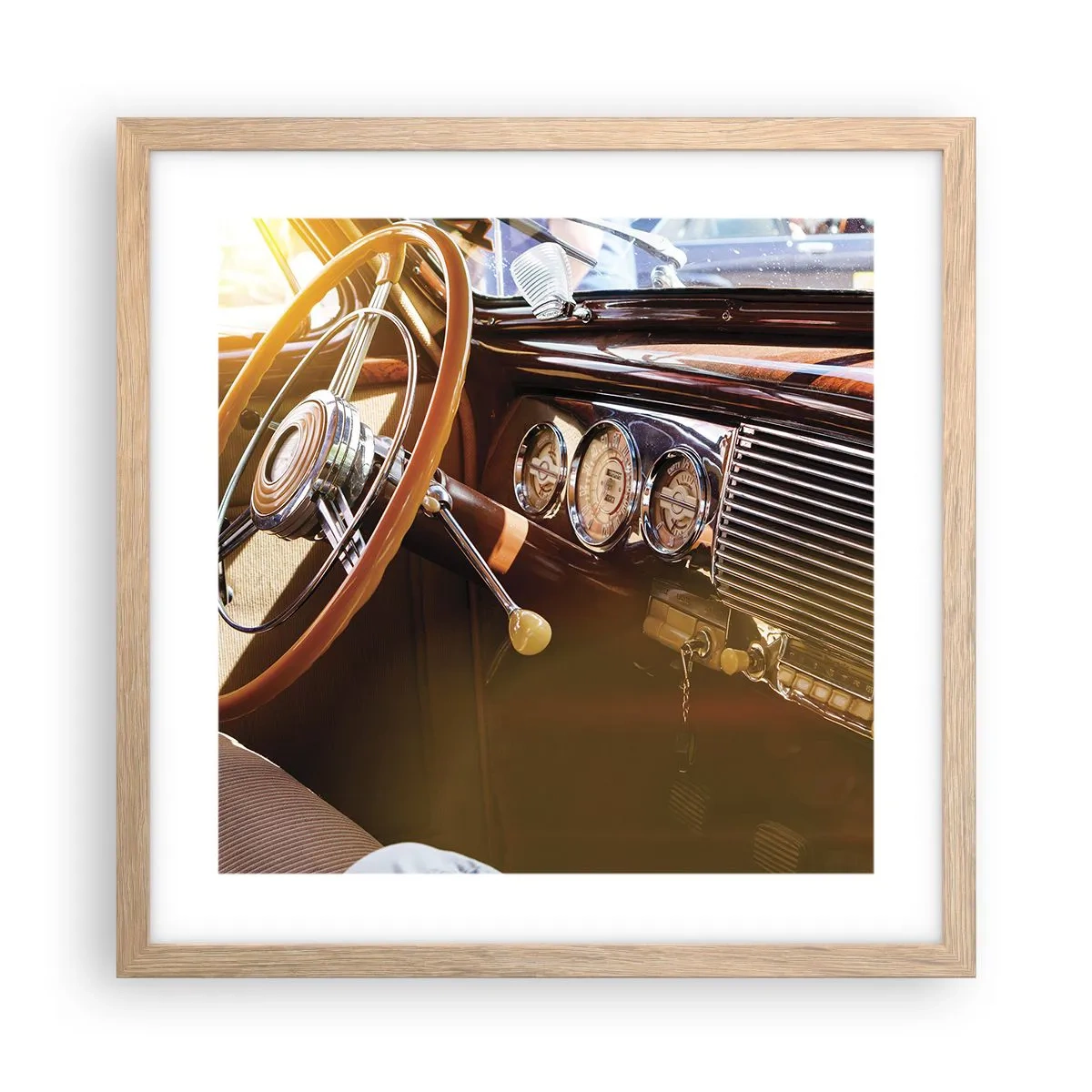 Plakat w ramie jasny dąb - Powiew luksusu z przeszłości - 40x40 cm