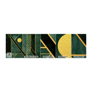 Fototapeta Próbka Samoprzylepna Deluxe Sticker - Dynamika złota i lazuru - Abstrakcja, Sztuka, Wzór Geometryczny - 100x30 cm