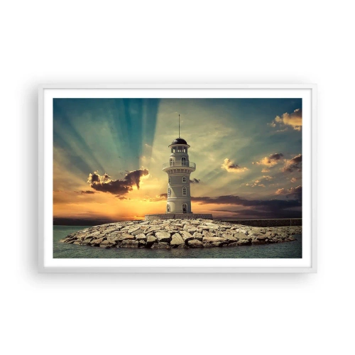 Plakat w białej ramie - Światło - Dobro - Piękno - 91x61 cm