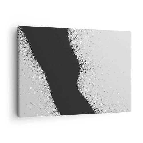 Obraz na płótnie - Płynna równowaga - Abstrakcyjny czarno-biały wzór z delikatnymi kropkami na płótnie - 70x50cm