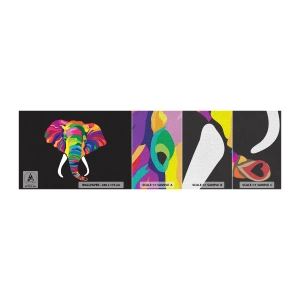 Fototapeta Próbka Premium Canvas - Słoń, który kochał kąpać się w tęczy - Zwierzęta, Słoń, Kolorowy Obraz - 100x30 cm