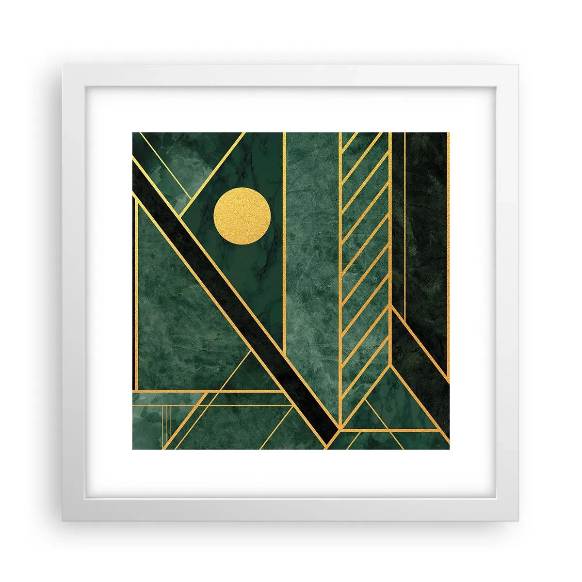 Plakat w białej ramie - Dynamika złota i lazuru - 30x30 cm