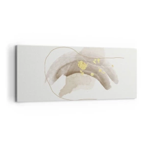 Obraz na płótnie - Abstrakcyjna kompozycja w odcieniach beżu i złota - 120x50cm - Napotkane w przestrzeni - Nowoczesna dekoracja ścienna do salonu i sypialni ARTTOR