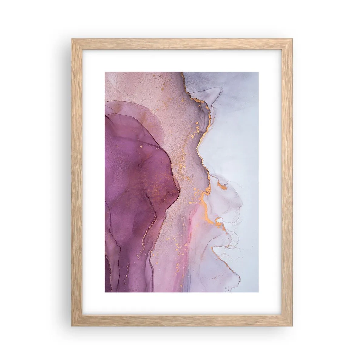 Plakat w ramie jasny dąb - Fale lila i fioletu - 30x40 cm